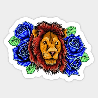 lion and roses Sticker